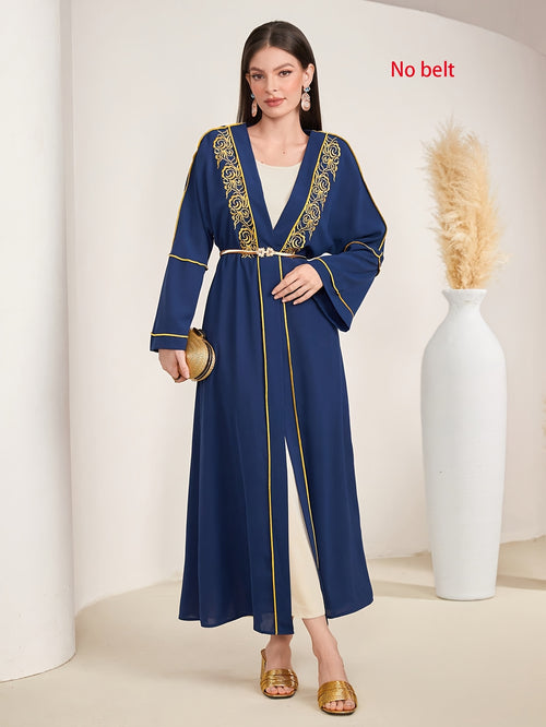 Elegant Embroidered Arab Style Abaya | Long Sleeve, Regular Fit, No Belt, Suitable for All Seasons