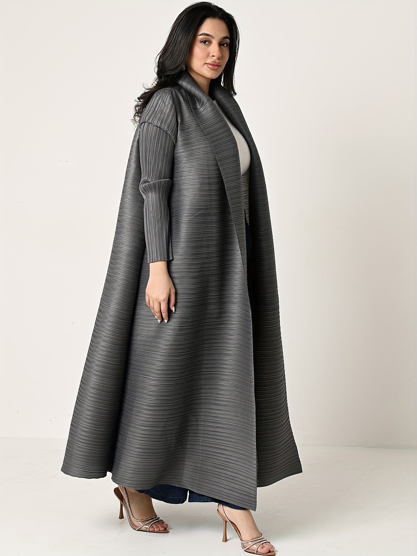 Middle Eastern Women's Clothing: Three-Yard Pleat Muslim Robe, Solid Color Cardigan Outerwear Cape