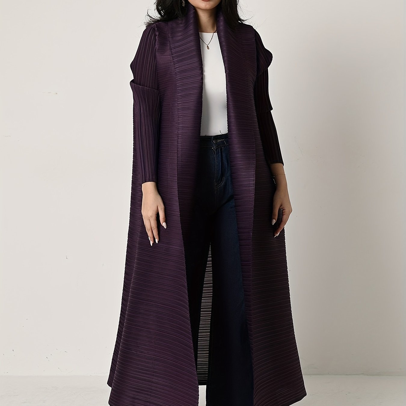 Middle Eastern Women's Clothing: Three-Yard Pleat Muslim Robe, Solid Color Cardigan Outerwear Cape