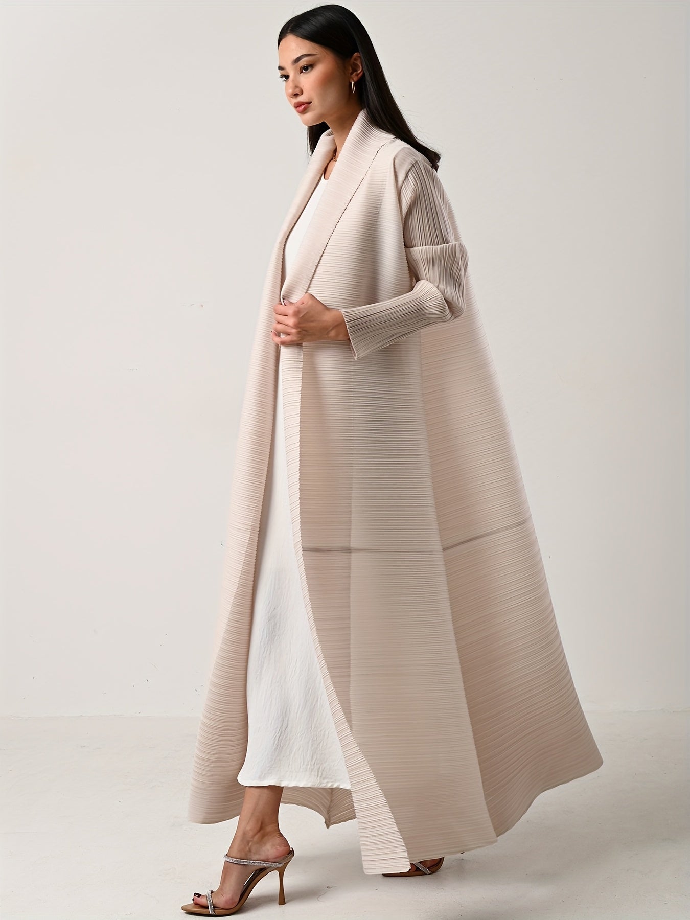 Middle Eastern Women's Clothing: Three-Yard Pleat Muslim Robe, Solid Color Cardigan Outerwear Cape