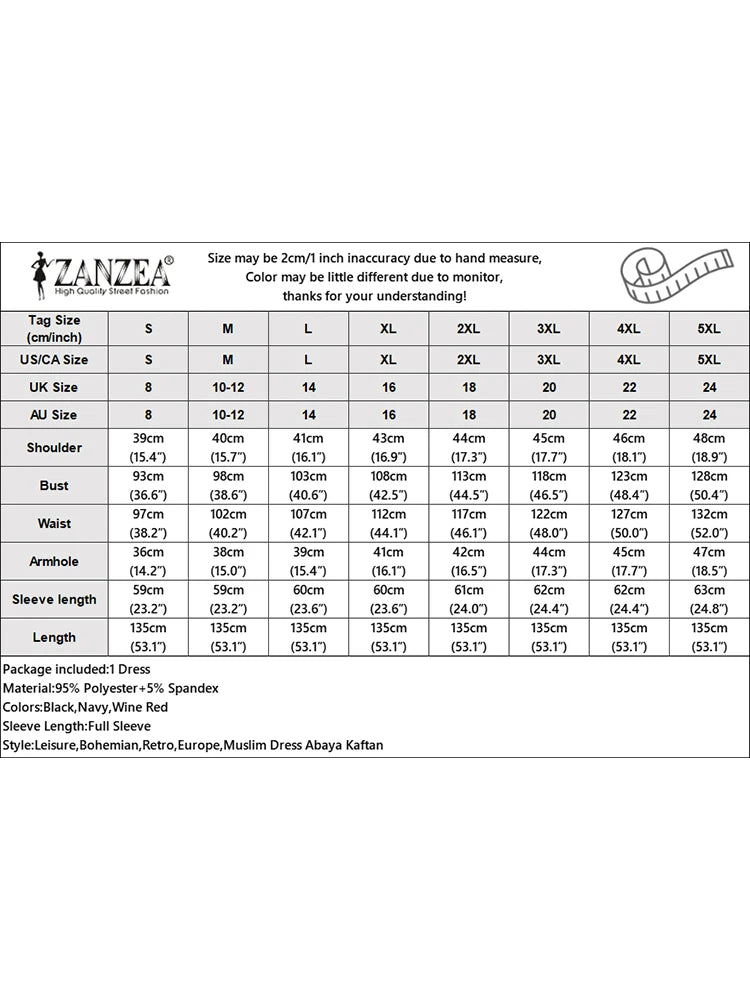 فستان نسائي طويل بطبعات بوهيمية – عباية أنيقة بأكمام طويلة
