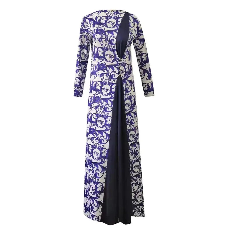 عباية نسائية طويلة بطبعات أنيقة – قفطان عربي محتشم