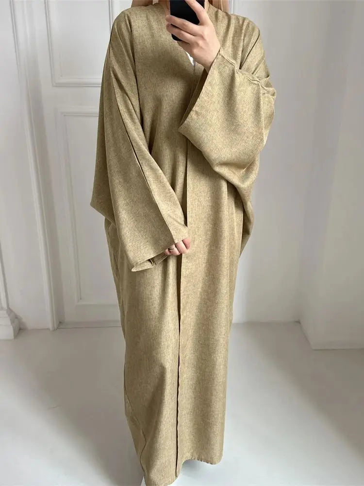 عباية كيمونو نسائية بأكمام جناح الخفاش – عباية طويلة مفتوحة بتصميم أنيق ومحتشم