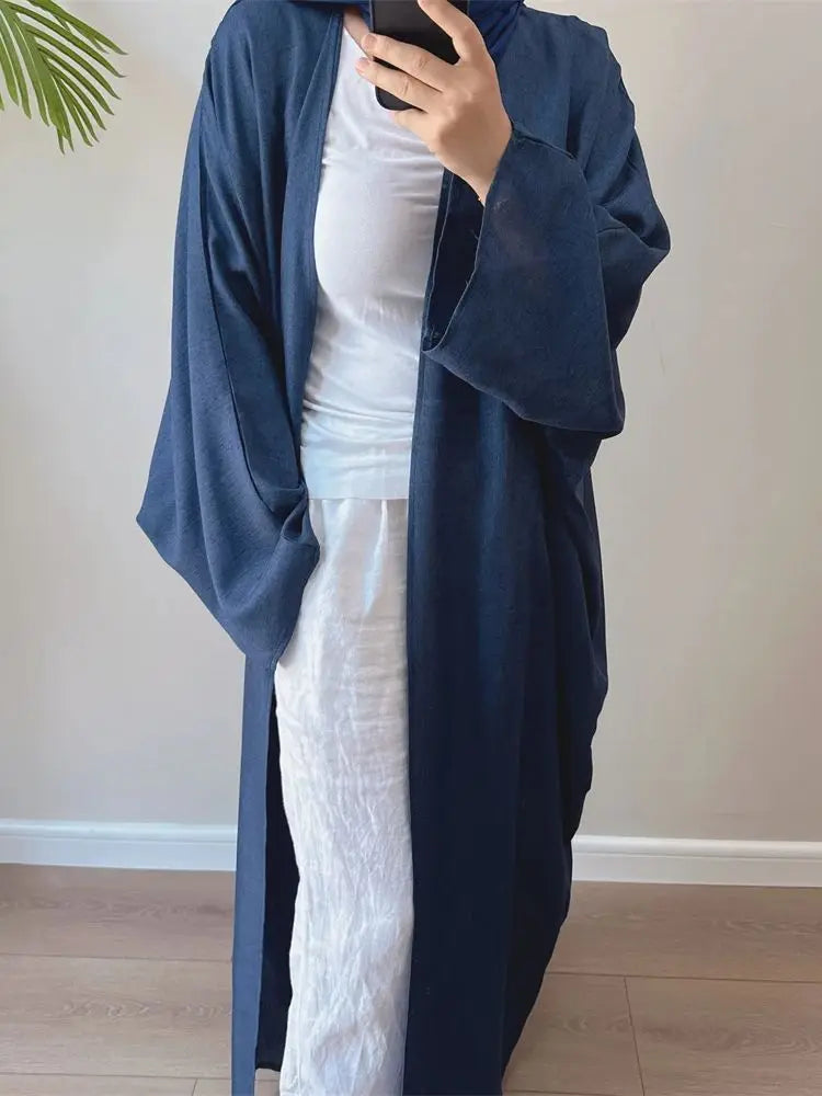 عباية كيمونو نسائية بأكمام جناح الخفاش – عباية طويلة مفتوحة بتصميم أنيق ومحتشم