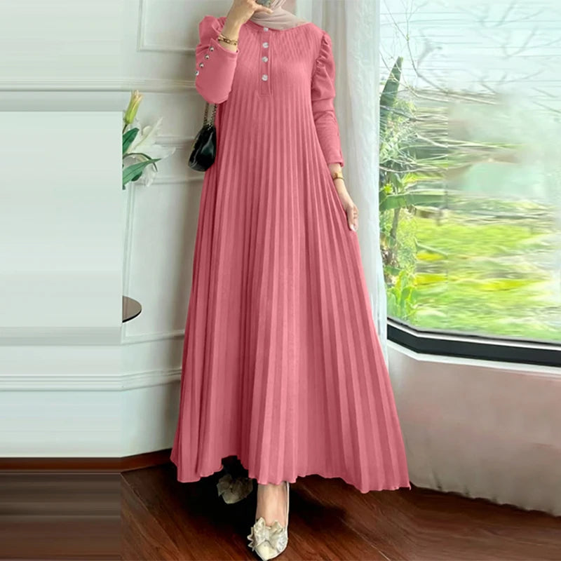 فستان عباية نسائي طويل أنيق – جلابية فاخرة للمناسبات ورمضان والعيد بتصميم عربي راقٍ