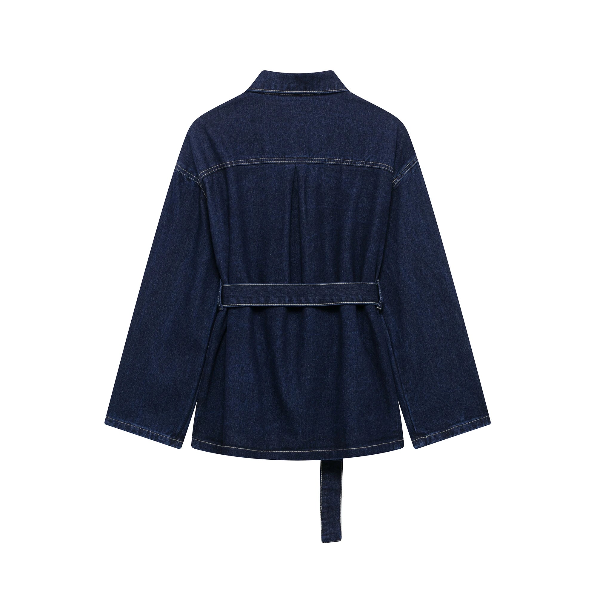 طقم جينز نسائي أنيق قطعتين – جاكيت جينز مع بنطال بخصر مرتفع