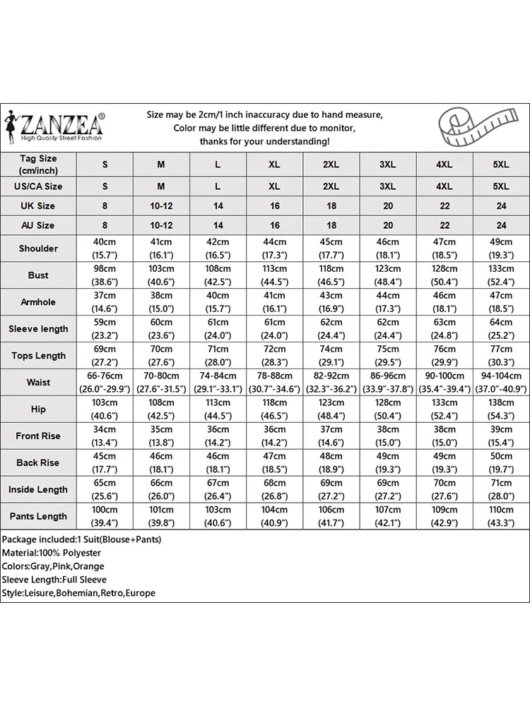 طقم نسائي أنيق قطعتين – قميص بأكمام طويلة وياقة كلاسيكية مع بنطال واسع بطبعات عصرية