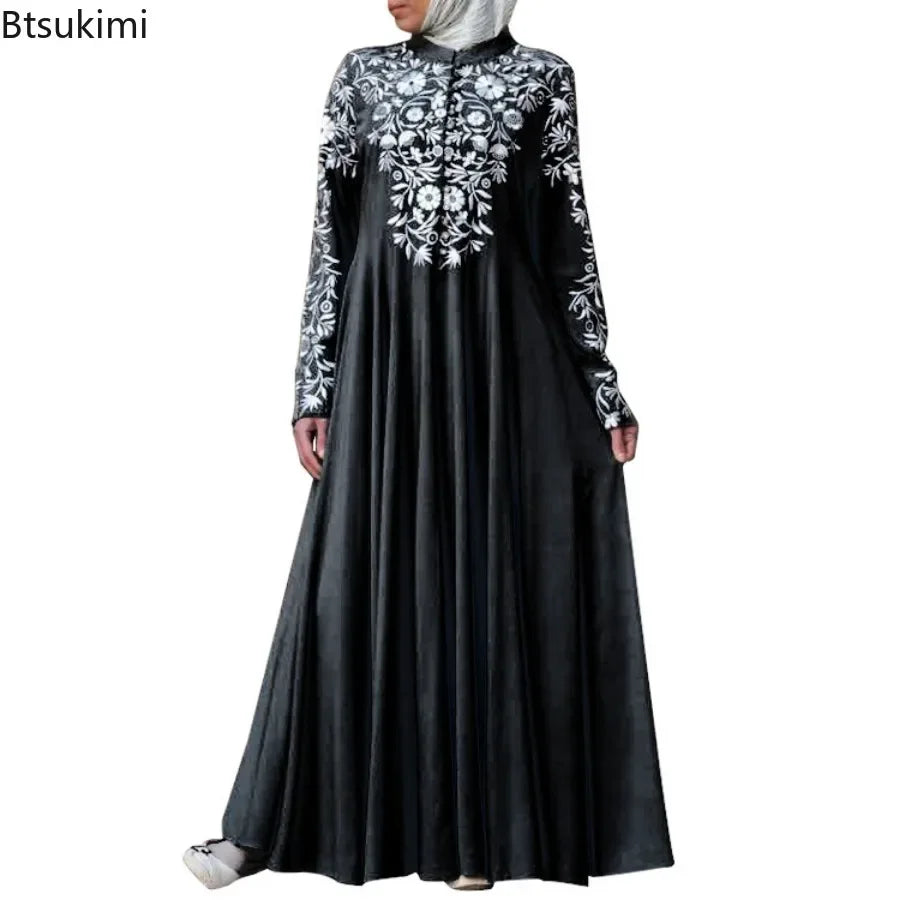 عباية كيمونو مطرزة فاخرة – عباية نسائية مفتوحة من الساتان بتصميم أنيق للمناسبات