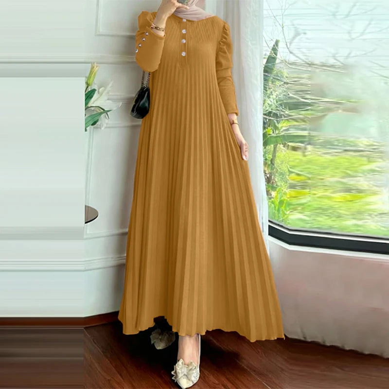 فستان عباية نسائي طويل أنيق – جلابية فاخرة للمناسبات ورمضان والعيد بتصميم عربي راقٍ