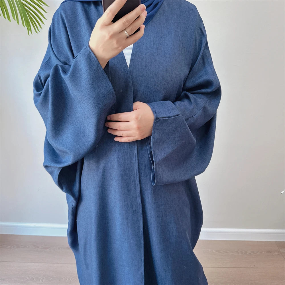 عباية كيمونو نسائية بأكمام جناح الخفاش – عباية طويلة مفتوحة بتصميم أنيق ومحتشم