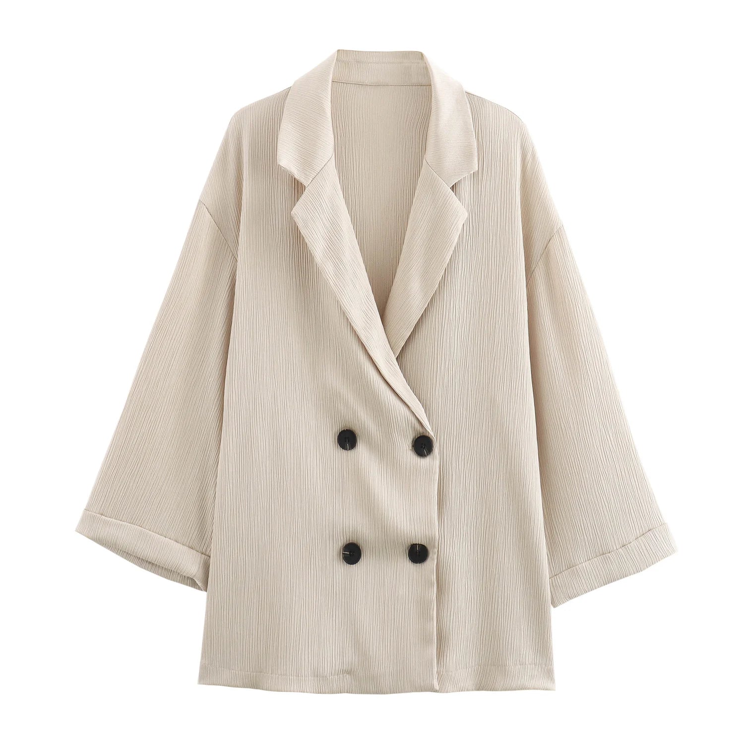 طقم نسائي أنيق قطعتين – بليزر عصري بأزرار مزدوجة مع بنطال كاجوال مريح