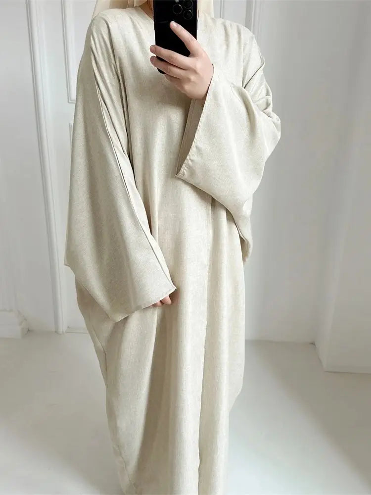 عباية كيمونو نسائية بأكمام جناح الخفاش – عباية طويلة مفتوحة بتصميم أنيق ومحتشم