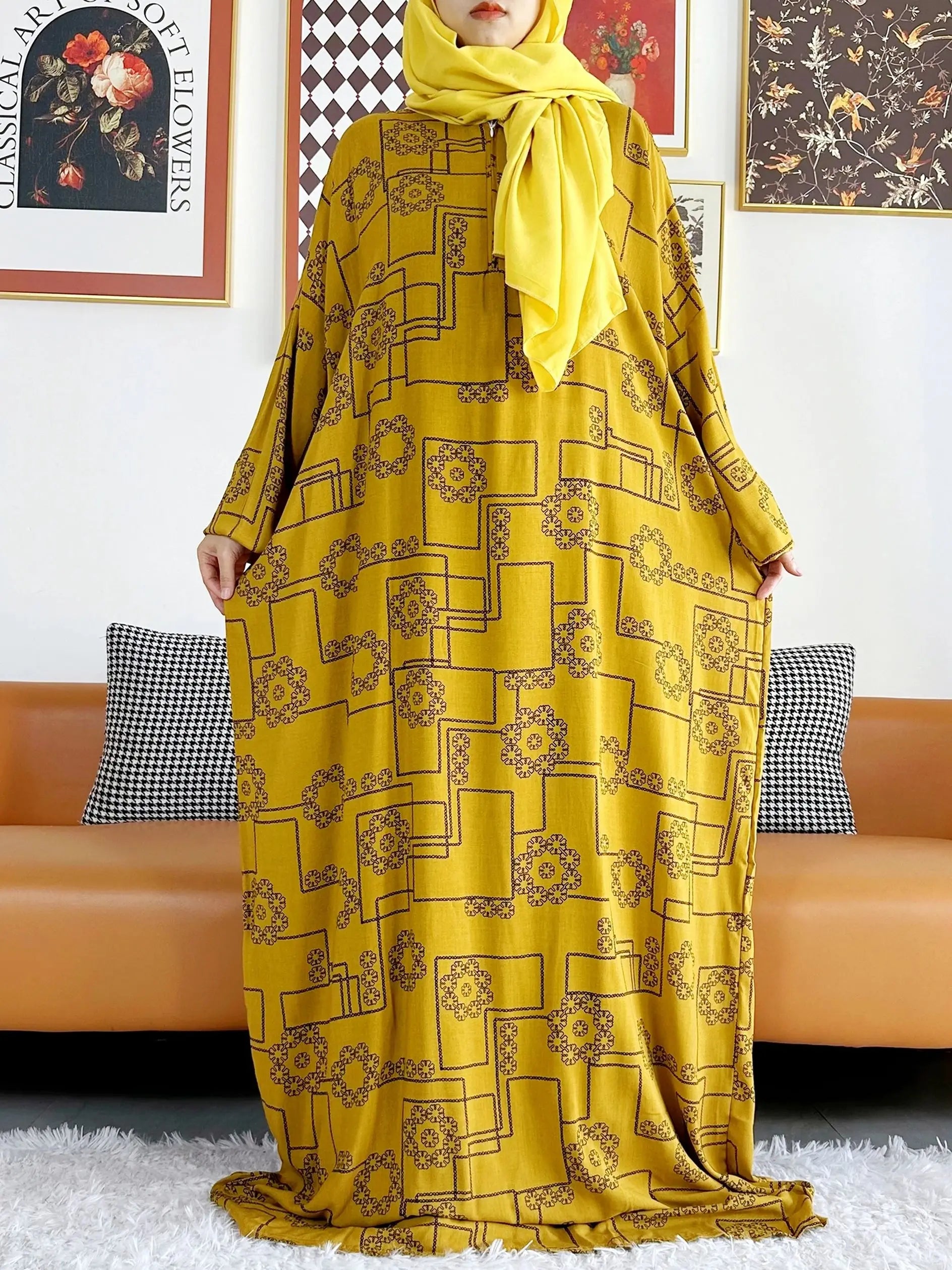 عباية صلاة نسائية قطنية مع حجاب مدمج – عباية فضفاضة لرمضان