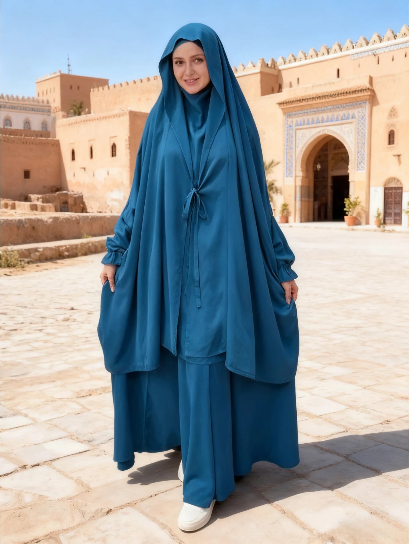 طقم خمار وتنورة نسائي للصلاة – عباية إسلامية محتشمة بغطاء كامل