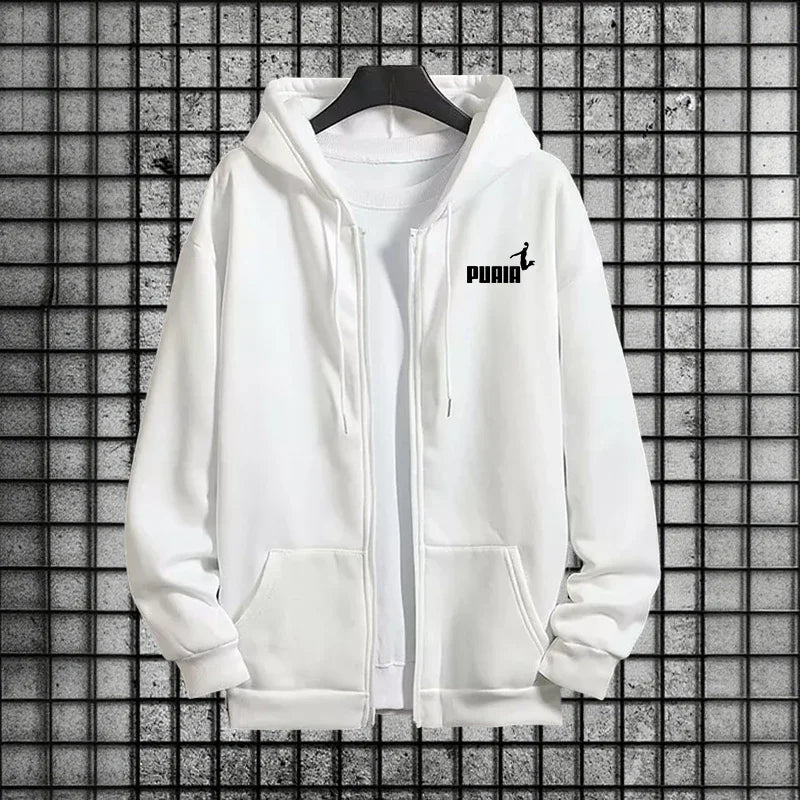 طقم رياضي نسائي عصري قطعتين – هودي بسحاب مع بنطال بطبعات أنيقة