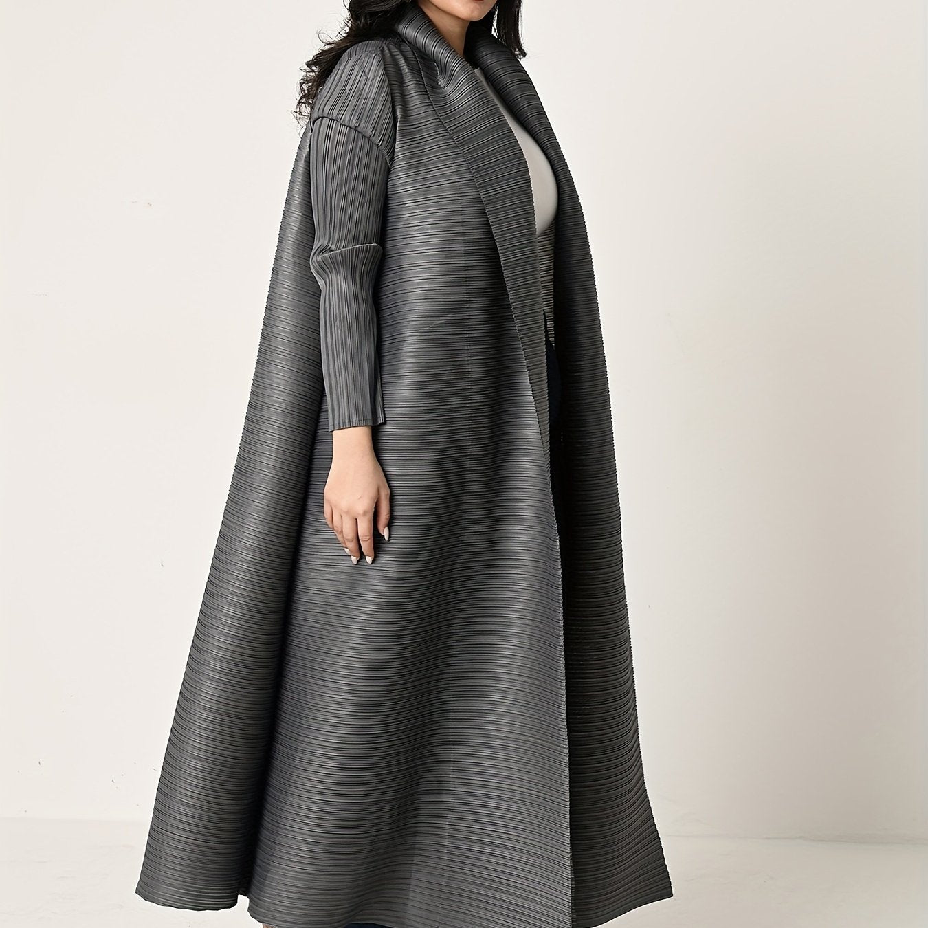 Middle Eastern Women's Clothing: Three-Yard Pleat Muslim Robe, Solid Color Cardigan Outerwear Cape