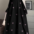 Elegant Long Dress for Middle Eastern Muslims During Ramadan, Featuring Bow Embroidery, Suitable for Casual Outings And Prayers (Abaya Does Not Include a Headscarf)