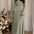 1pc Stylish Long Dress with Long Sleeves for Women Attending Weddings