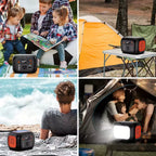 Multiple lifestyle scenarios of Wawry 150w power station including family picnics, beach trips, and tent emergency lighting.