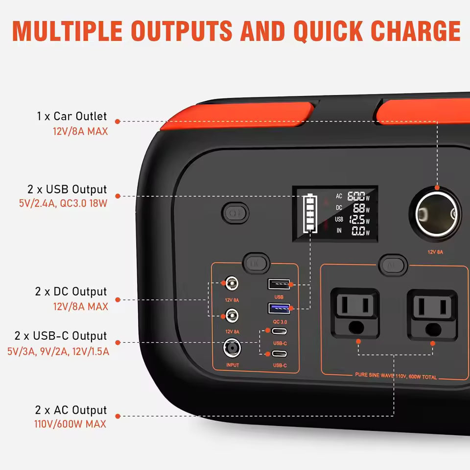 ⚡600 Portable Power Station – 600W Reliable Backup Power Anywhere